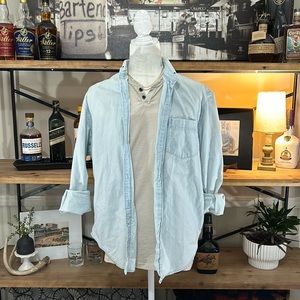 Vintage Lauren Jeans Co. Light Denim Button Down Green Label Small